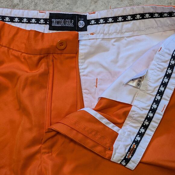 Tattoo Golf Size 36 Mens Shorts Orange OB Cool Stretch Athletic Performance - Picture 7 of 8
